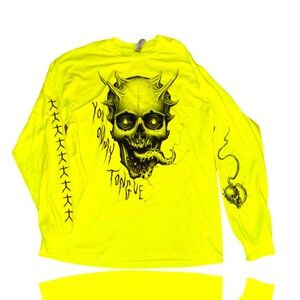 YOMT Hazard Yellow Long Sleeve Skull Shirt: Christopher Jade: Tattoo Art: Large